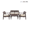 Conjunto de jardim exterior sofá 2 poltronas mesa efeito madeira Fij Promoção