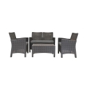 Conjunto de jardim com sofá de 2 lugares, poltronas e mesa de apoio, efeito rattan Malaga Descontos