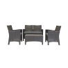 Conjunto de jardim com sofá de 2 lugares, poltronas e mesa de apoio, efeito rattan Malaga Descontos