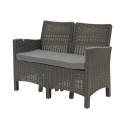 Conjunto de jardim com sofá de 2 lugares, poltronas e mesa de apoio, efeito rattan Malaga Modelo