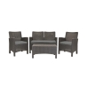 Conjunto de jardim com sofá de 2 lugares, poltronas e mesa de apoio, efeito rattan Malaga Custo