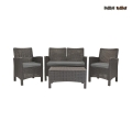 Conjunto de jardim com sofá de 2 lugares, poltronas e mesa de apoio, efeito rattan Malaga Promoção
