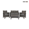 Conjunto de jardim com sofá de 2 lugares, poltronas e mesa de apoio, efeito rattan Malaga Promoção