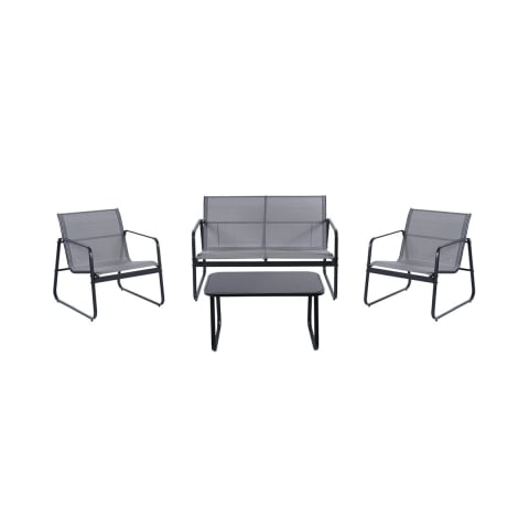 Conjunto de jardim 4 lugares com mesa tampo de vidro Saint Tropez Promoção