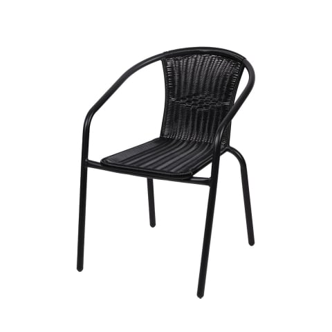Cadeira de jardim exterior com braços trançada preto Bravik Promoção