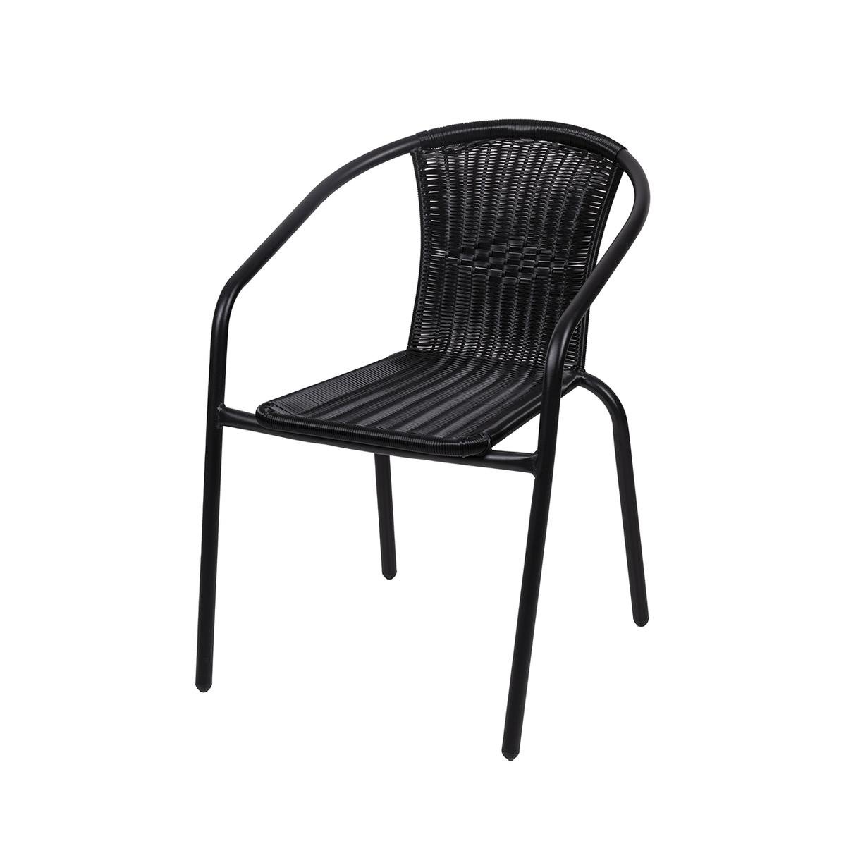 Cadeira de jardim exterior com braços trançada preto Bravik Promoção Cadeira de jardim exterior com braços trançada preto Bravik Promoção