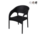 Cadeira de exterior com braços em polipropileno efeito rattan Zanzibar Promoção
