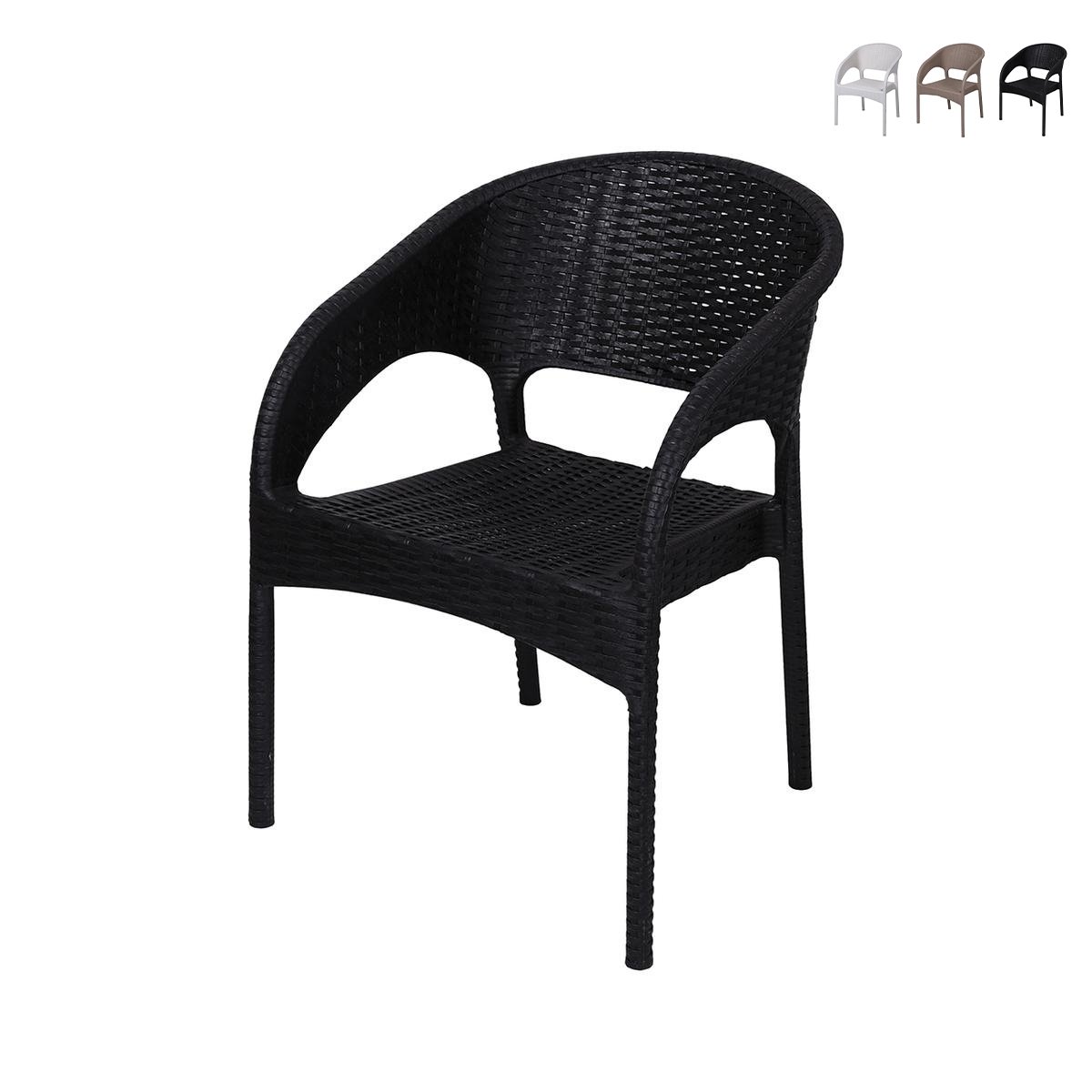 Cadeira de exterior com braços em polipropileno efeito rattan Zanzibar Promoção Cadeira de exterior com braços em polipropileno efeito rattan Zanzibar Promoção