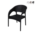 Cadeira de exterior com braços em polipropileno efeito rattan Zanzibar Promoção