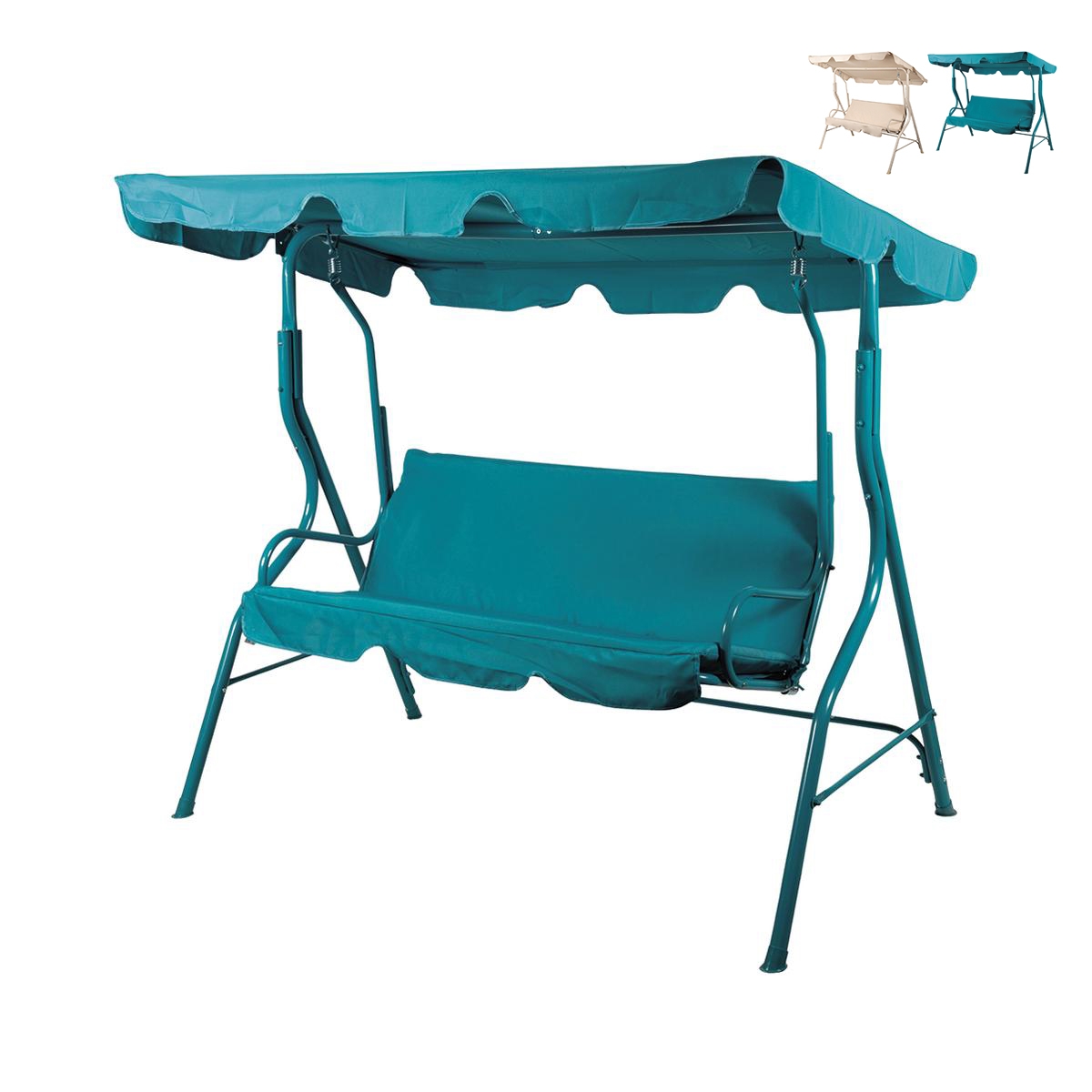 Baloiço de jardim 3 lugares em aço com toldo parasol Sulara Promoção Baloiço de jardim 3 lugares em aço com toldo parasol Sulara Promoção