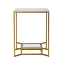 Mesa de café em metal dourado com tampo de mármore 47x47x60 Double Marble Oferta