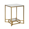 Mesa de café em metal dourado com tampo de mármore 47x47x60 Double Marble Promoção