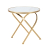 Mesa redonda em metal dourado com tampo de mármore 50x50,5 Mat Oferta