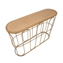 Consola de metal estilo boho chic com tampo em rattan Samui Saldos