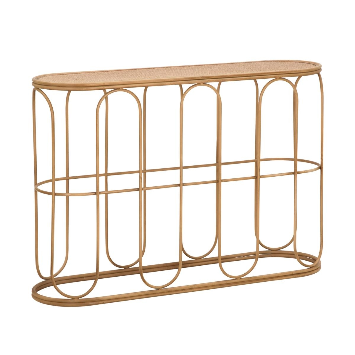 Consola de metal estilo boho chic com tampo em rattan Samui Promoção Consola de metal estilo boho chic com tampo em rattan Samui Promoção