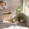 Consola de metal estilo boho chic com tampo em rattan Samui Modelo