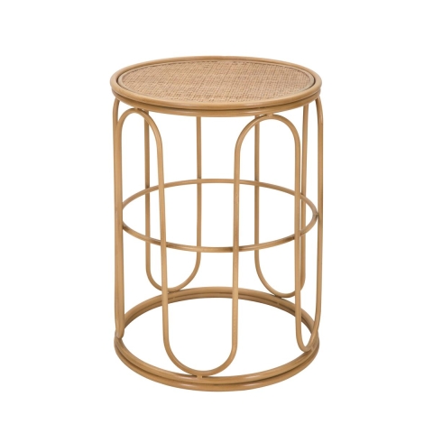 Mesa de centro redonda em metal e rattan 55x40x40cm Samui Promoção