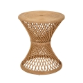 Mesa de centro redonda em rattan 56x48x48cm estilo boho chic Teyra Promoção