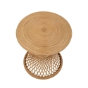 Mesa de centro redonda em rattan 56x48x48cm estilo boho chic Teyra Oferta