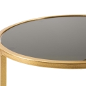 Mesa de café em metal dourado com 2 prateleiras em vidro fumê Mohana Descontos