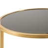 Mesa de café em metal dourado com 2 prateleiras em vidro fumê Mohana Descontos