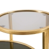 Mesa de café em metal dourado com 2 prateleiras em vidro fumê Mohana Catálogo