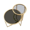 Mesa de café em metal dourado com 2 prateleiras em vidro fumê Mohana Oferta