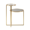 Mesa de café em metal dourado com 2 prateleiras em vidro fumê Mohana Saldos