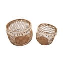 Conjunto de 2 cestos redondos porta-objectos em rattan e tecido Fuji Oferta