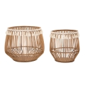 Conjunto de 2 cestos redondos porta-objectos em rattan e tecido Fuji Promoção
