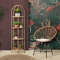 Cadeira em metal e rattan com almofada branca boho chic Panama Venda
