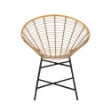 Cadeira em metal e rattan com almofada branca boho chic Panama Catálogo