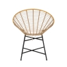 Cadeira em metal e rattan com almofada branca boho chic Panama Catálogo