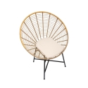 Cadeira em metal e rattan com almofada branca boho chic Panama Descontos