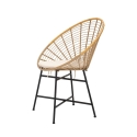 Cadeira em metal e rattan com almofada branca boho chic Panama Saldos