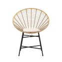 Cadeira em metal e rattan com almofada branca boho chic Panama Oferta