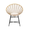 Cadeira em metal e rattan com almofada branca boho chic Panama Oferta