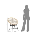 Cadeira em metal e rattan com almofada branca boho chic Panama Características