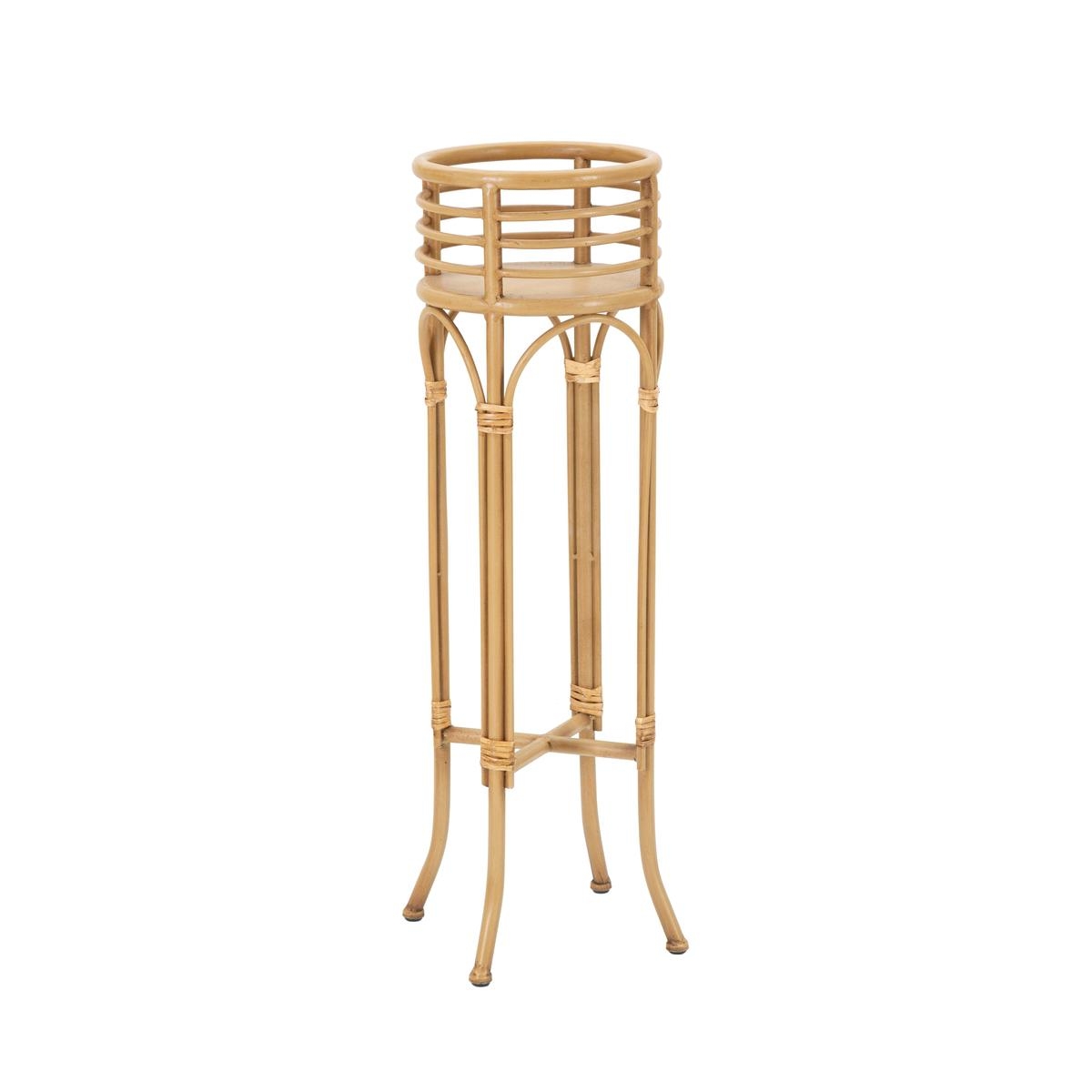 Suporte para Vasos Redondo com Pé em Metal e Rattan Panama Stand Promoção Suporte para Vasos Redondo com Pé em Metal e Rattan Panama Stand Promoção