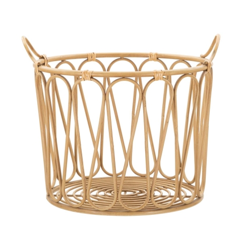 Cesto redondo boho chic em metal e rattan Panama Promoção