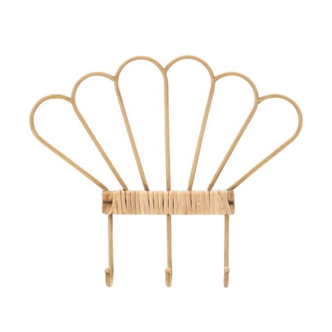 Cabide de parede em metal e rattan com 3 ganchos Panama Promoção