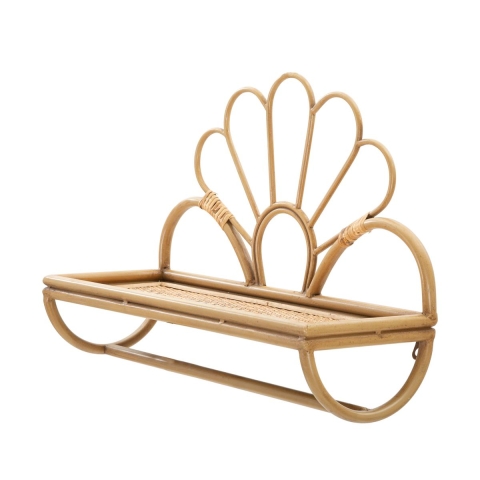Prateleira de parede em metal e rattan com barra para pendurar Panama Promoção