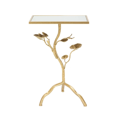 Mesa quadrada em metal dourado com tampo espelhado Tisty Promoção