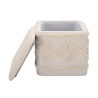 Puff quadrado com armazenamento em tecido acolchoado 40x40cm Damasco Oferta