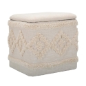 Puff quadrado com armazenamento em tecido acolchoado 40x40cm Damasco Promoção