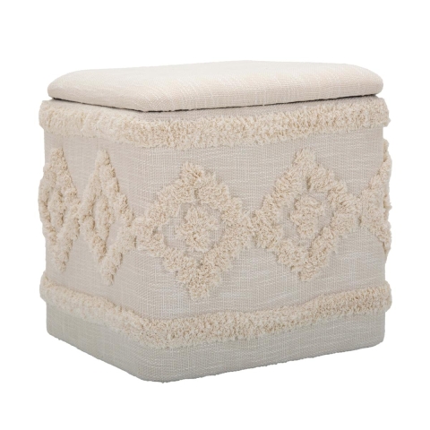 Puff quadrado com armazenamento em tecido acolchoado 40x40cm Damasco Promoção