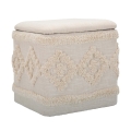 Puff quadrado com armazenamento em tecido acolchoado 40x40cm Damasco Promoção