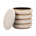 Puff redondo com armazenamento em madeira e tecido boho chic Damasco Line Saldos