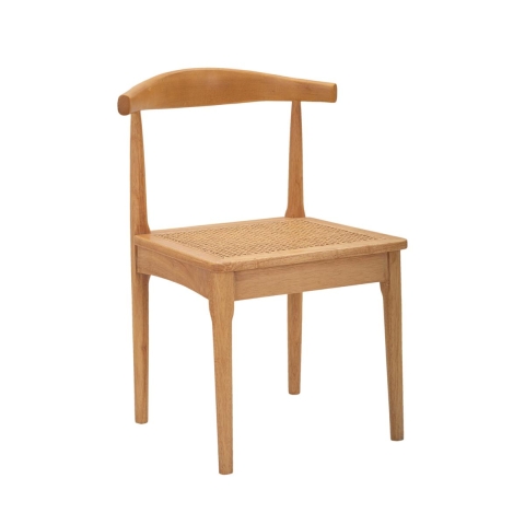 Conjunto de 2 cadeiras de cozinha em madeira com assento em rattan entrançado Japan Promoção