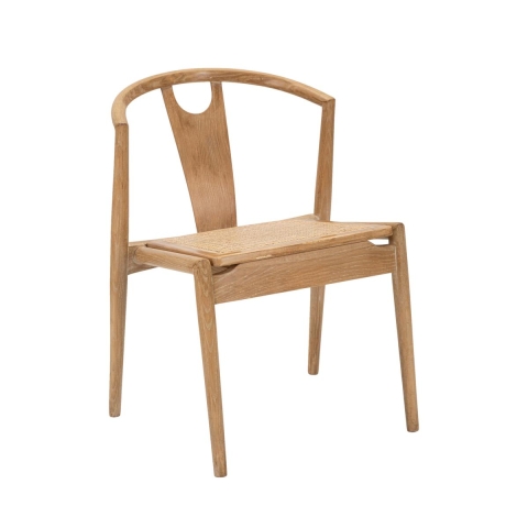 Conjunto de 2 cadeiras de cozinha em madeira com encosto de rattan entrançado Japan Promoção